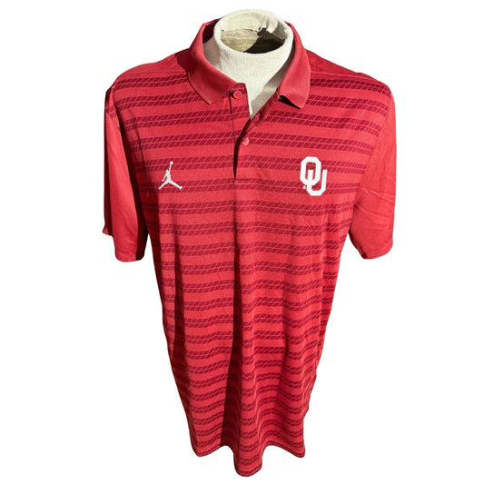 Nike Jordan Oklahoma Sooners Dri-Fit Polo Shirt Red Striped Men’s XL OU Golf