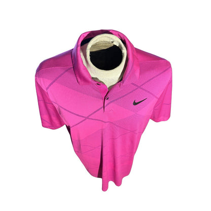 Nike Golf Dri-FIT Polo Shirt Men’s XL Magenta Pink Geometric Swoosh Performance