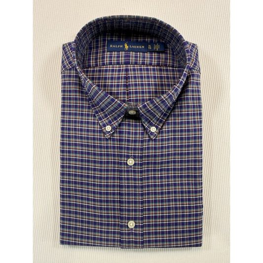 NWT Ralph Lauren Blue Label XL Plaid Button Down Shirt Purple Tattersall