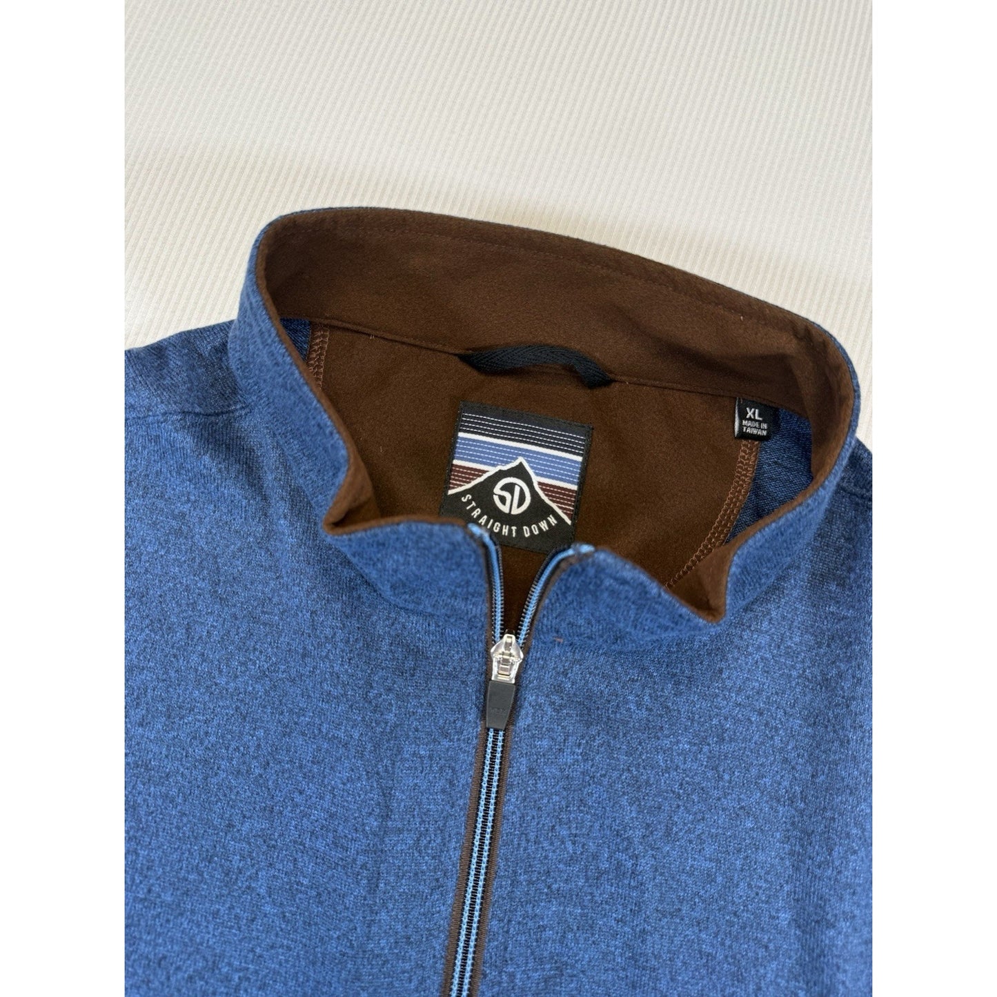 Straight Down 1/4 Zip Pullover Mens XL Blue Golf Sweater Embroidered Logo