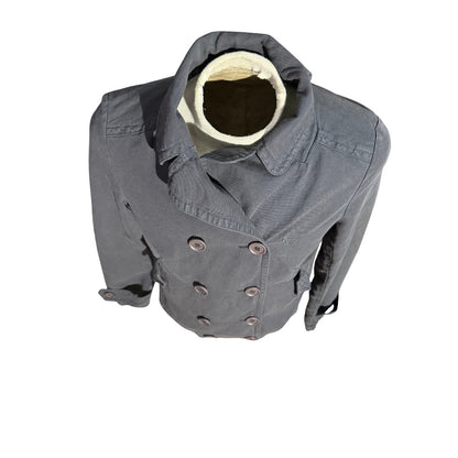 Lacoste Women’s Gray Peacoat Jacket Size 42 Double Breasted Cotton