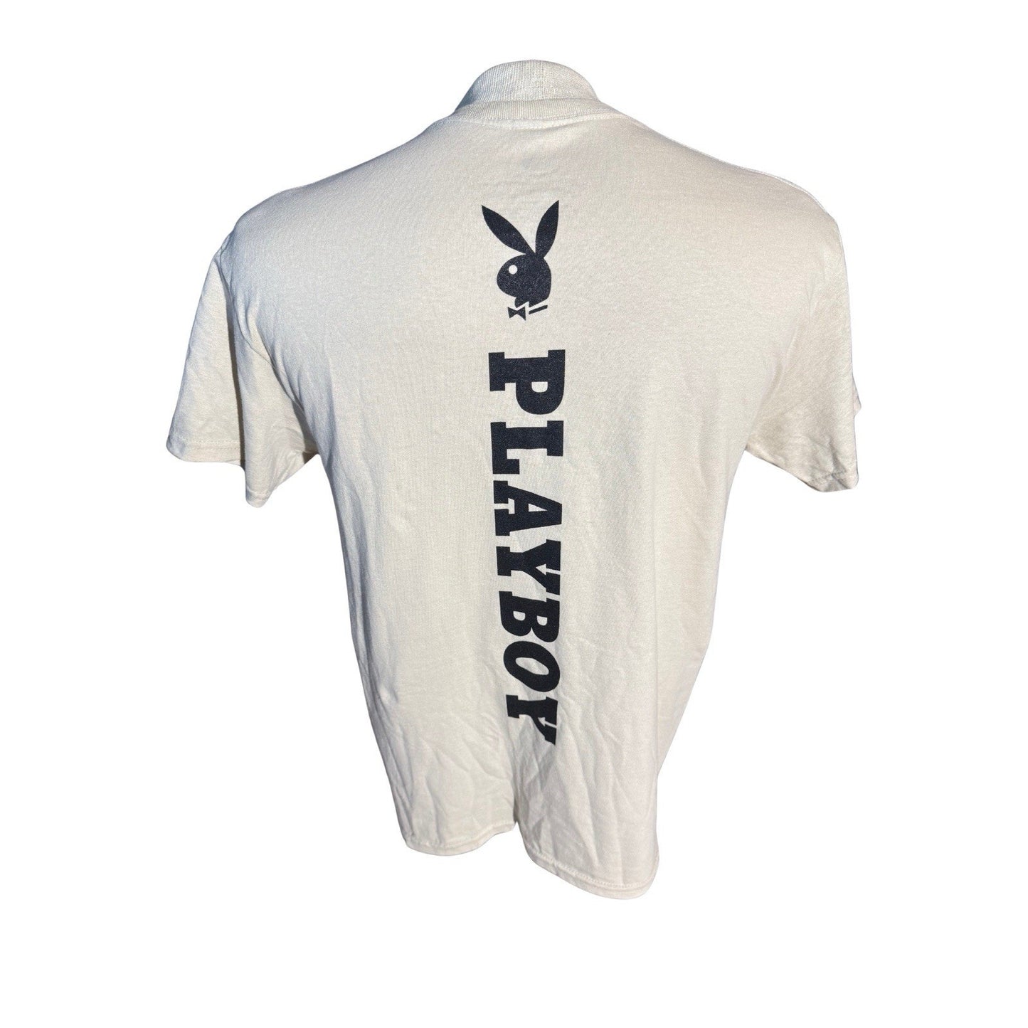 Playboy Bunny Logo T-Shirt Men’s Medium White Graphic Tee Streetwear Casual