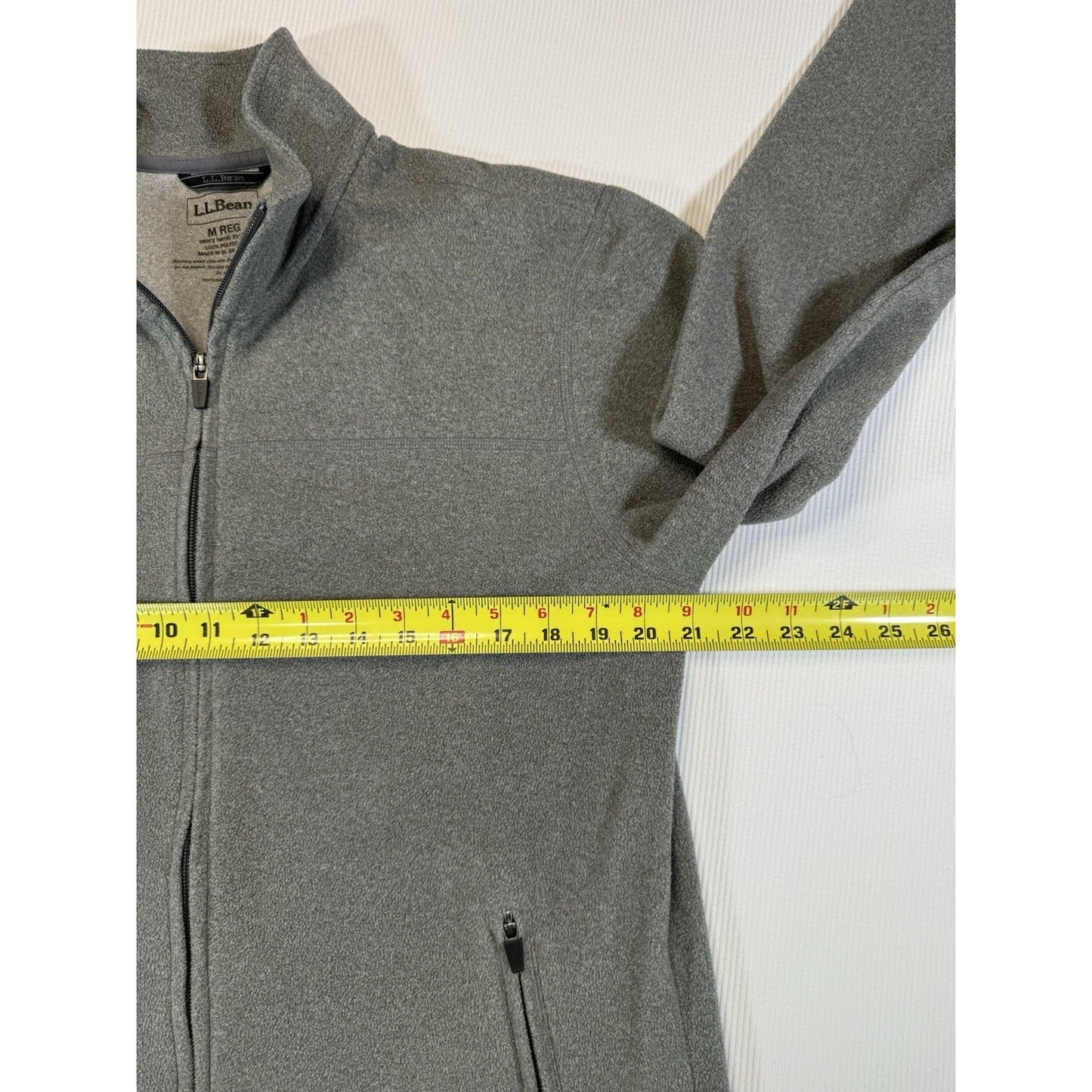 LL Bean Fleece Jacket Mens Medium Gray Full Zip Polyester