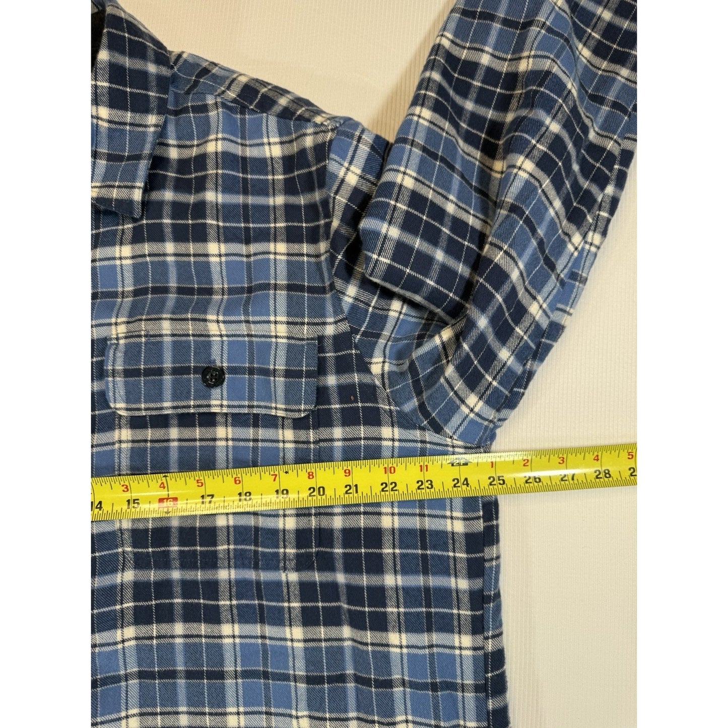 L.L.Bean Jacket Mens Large Blue Gray Plaid Flannel Fleece Lined Shirt Shacket