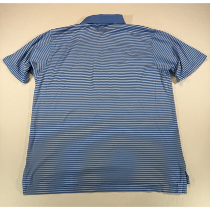 Peter Millar Oak Tree Golf Polo XL Blue Striped Cotton Korea