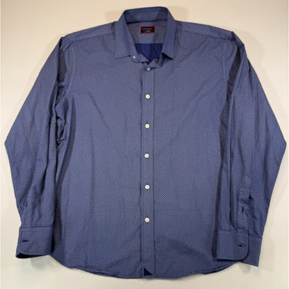 UNTUCKit Button Down Shirt Mens L Blue Micro Print Long Sleeve Cotton