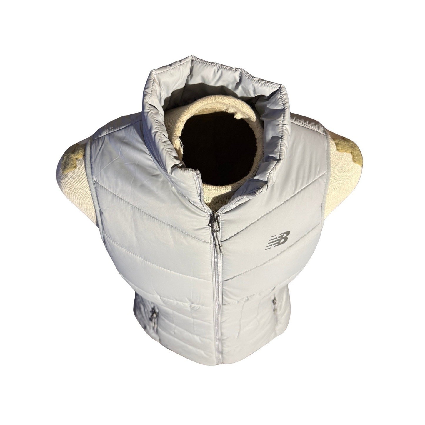 New Balance Women’s Puffer Vest M Gray Quilted Zip Athletic Outerwear Pre-Owned