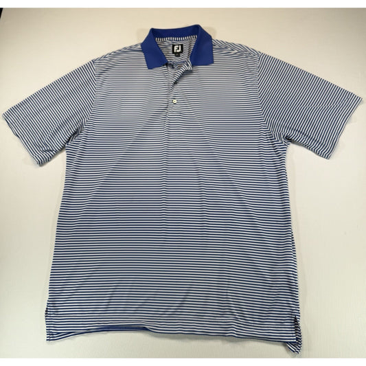 FootJoy FJ Golf Polo Shirt Mens Large Blue White Striped Performance