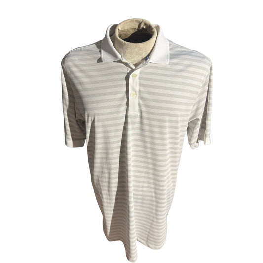 Jack Nicklaus Men’s StayDri Golf Polo Shirt White Gray Stripe Size L
