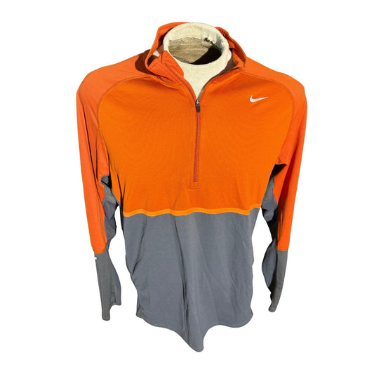 Nike Running Dri-FIT Half Zip Pullover Men’s L Orange Gray Long Sleeve Athletic