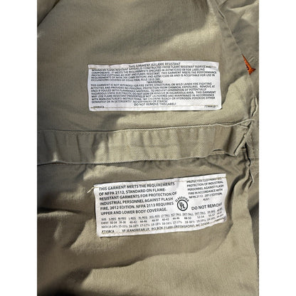 Wrangler FR Flame Resistant Work Shirt Men’s L Tall Beige Snap Front HRC2 2112