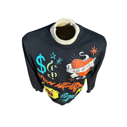 Black Pike Heart & Soul Graphic Sweatshirt Pullover Crewneck Size M