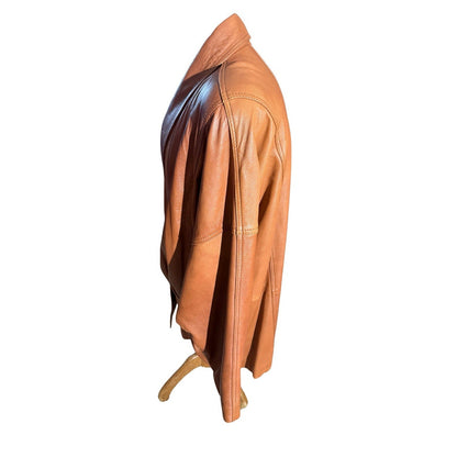 Vintage 80s Women Leather Blazer Jacket Black Echtes Leder L 271