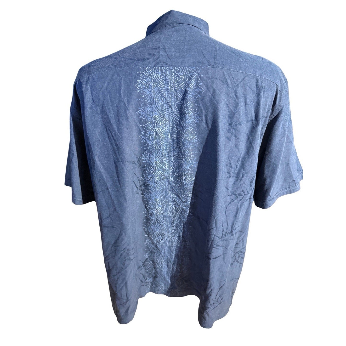 Tommy Bahama Limited Edition Silk Blend Shirt Blue Embroidered XXL Modern Fit