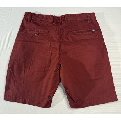 Volcom Men’s 33 Red Cotton Stretch Chino Shorts Casual Summer Skate Surf
