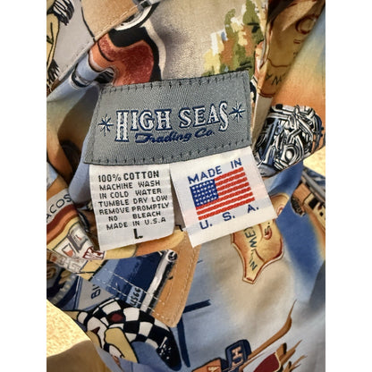 High Seas Trading Co Shirt Mens L Route 66 Short Sleeve Made in USA Cotton