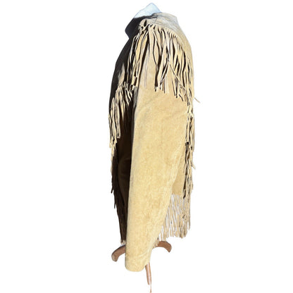 Cripple Creek Women’s Suede Fringe Jacket Western Tan Leather XL
