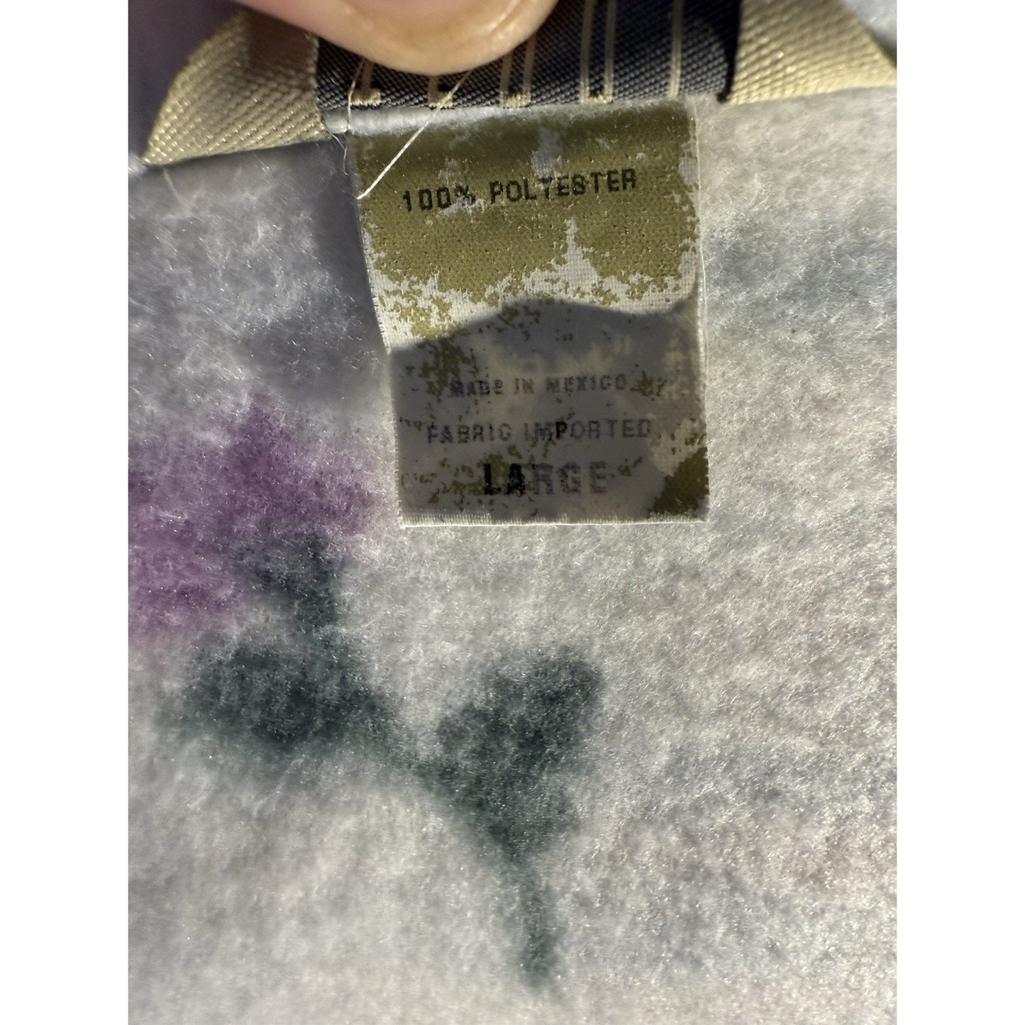 Vintage Teddi Fleece Zip Jacket Women’s Large Blue Floral 90s Made in Mexico