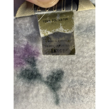 Vintage Teddi Fleece Zip Jacket Women’s Large Blue Floral 90s Made in Mexico