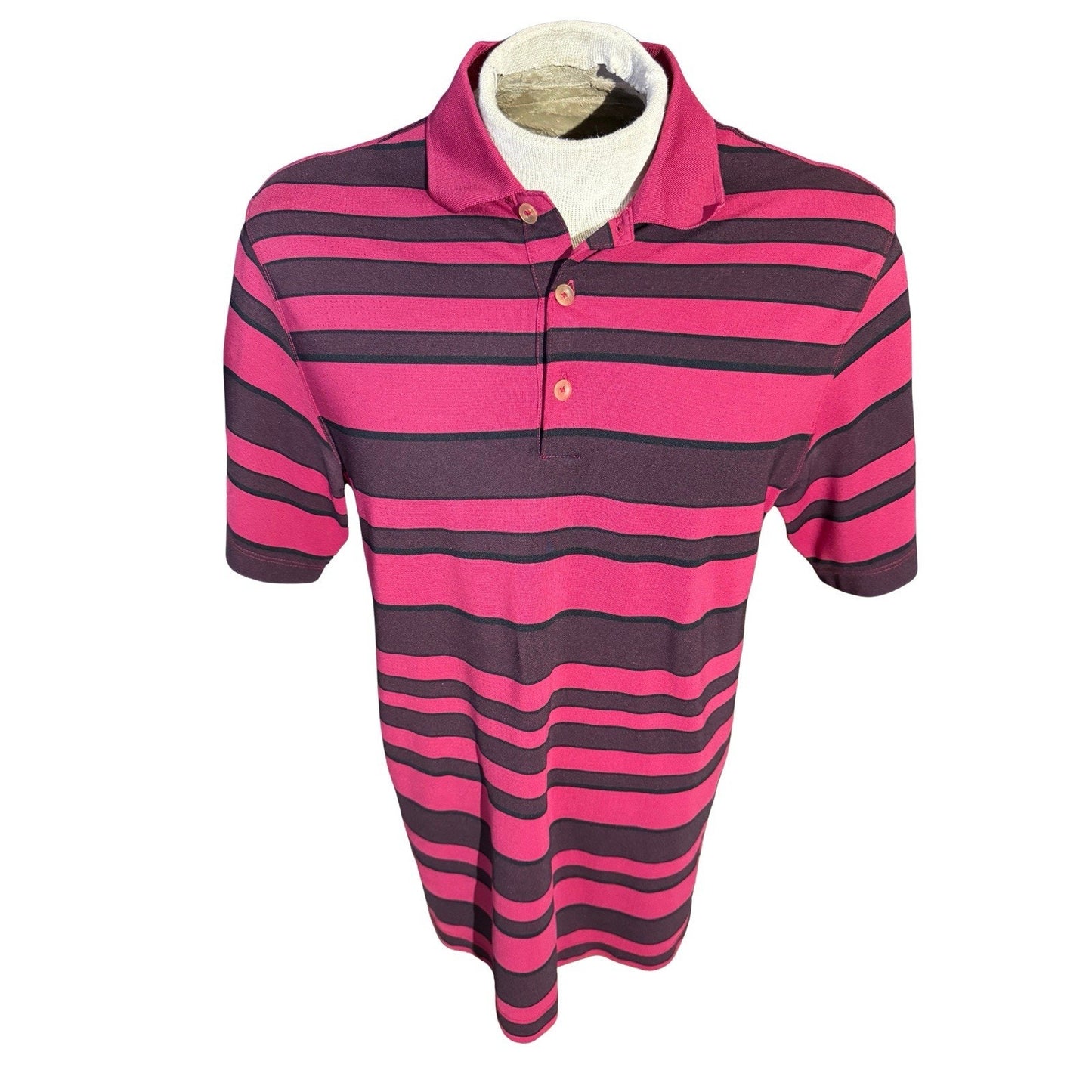 Nike Golf Dri-Fit Tour Performance Polo Shirt Striped Pink Black Men’s