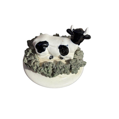 Vintage 1982 Mann China Black/White Holstein COW Teapot w/Lid