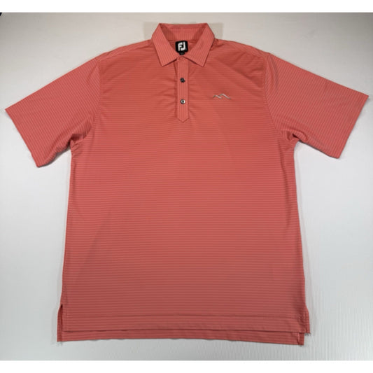 FootJoy FJ Golf Polo Shirt Mens Large Coral Micro Stripe Performance