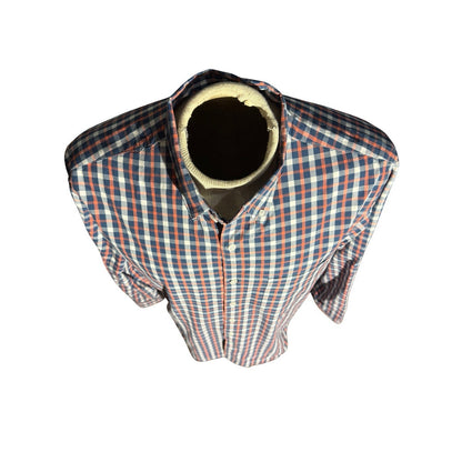 J.Crew Flex Men’s Large Plaid Button-Down Shirt Blue Orange Cotton Stretch