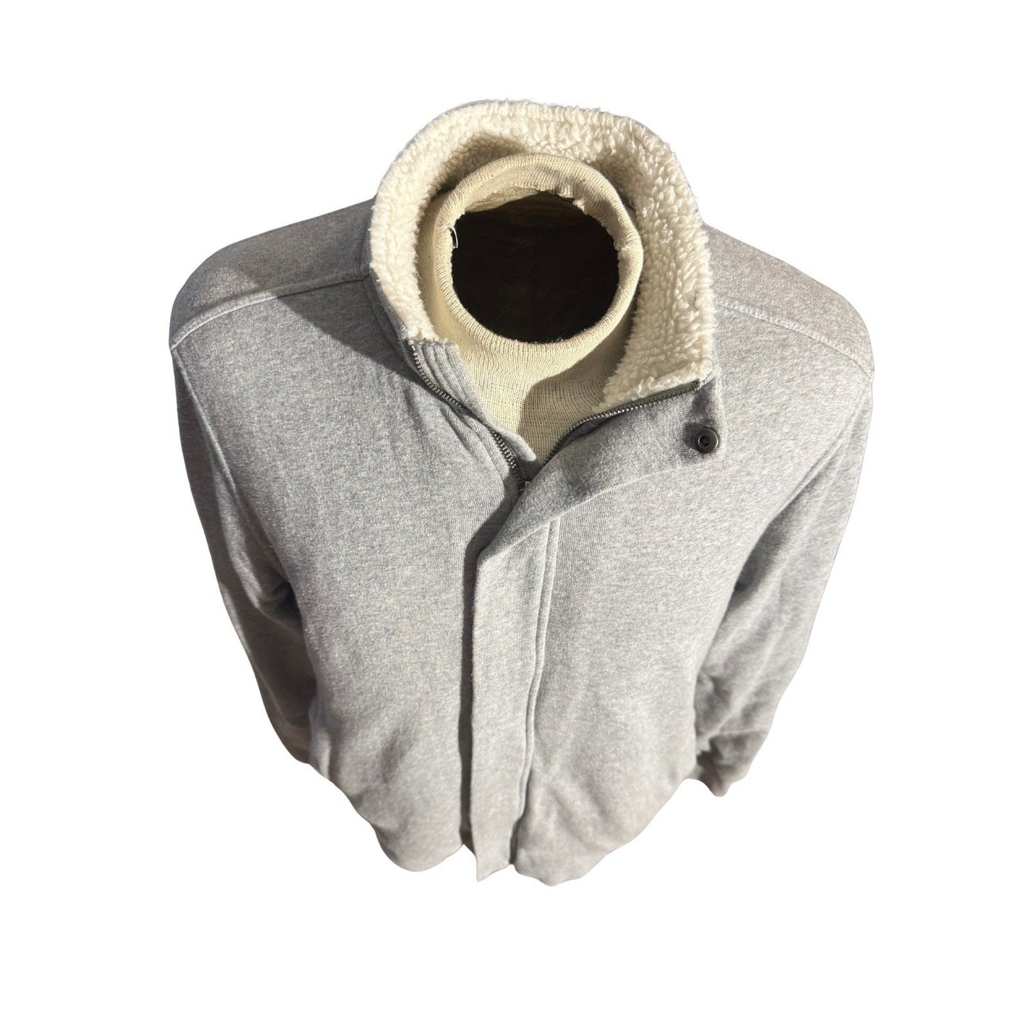 Lucky Brand Grey Label Sherpa Lined Jacket Men L Gray Full Zip Fleece Collar 275