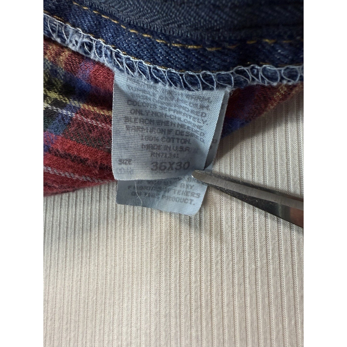 LL Bean Flannel Lined Jeans 36x30 Made in USA Vintage 90s Denim Winter Pants