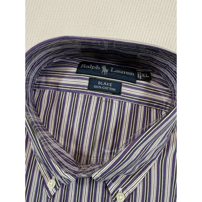 NWT Ralph Lauren Blake XL Purple Stripe Button Down Dress Shirt
