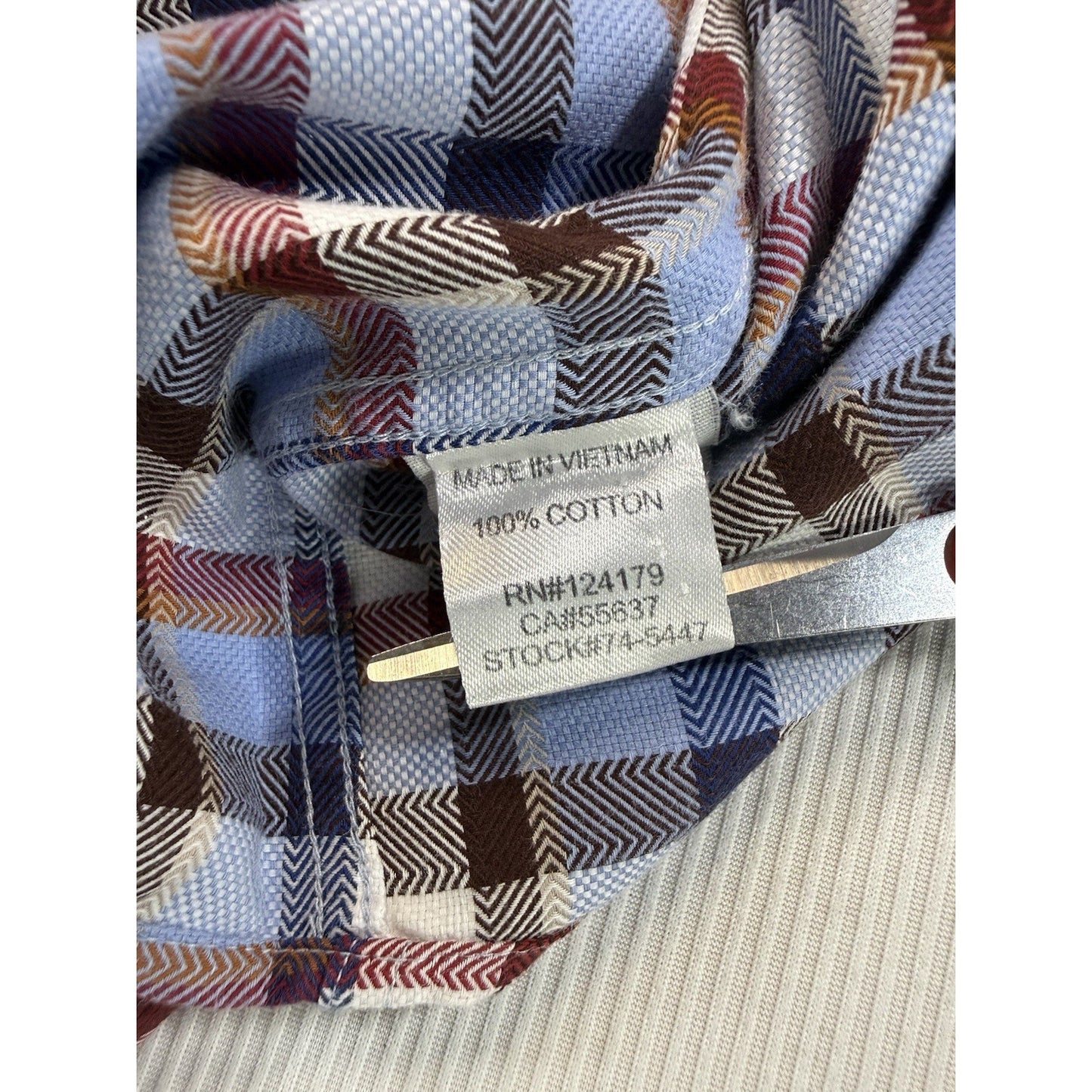 Johnston & Murphy Button Down Shirt Mens XL Plaid Cotton Long Sleeve