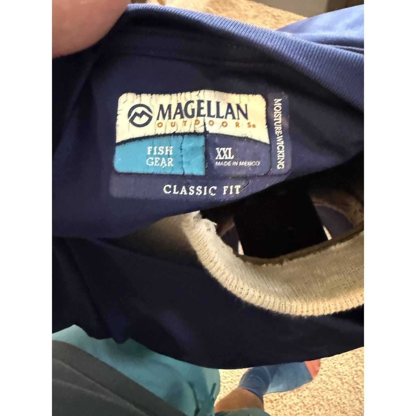 Magellan Houston Rodeo Fish Gear TShirt Mens LS Classic Blue Moisture Wick 2XL