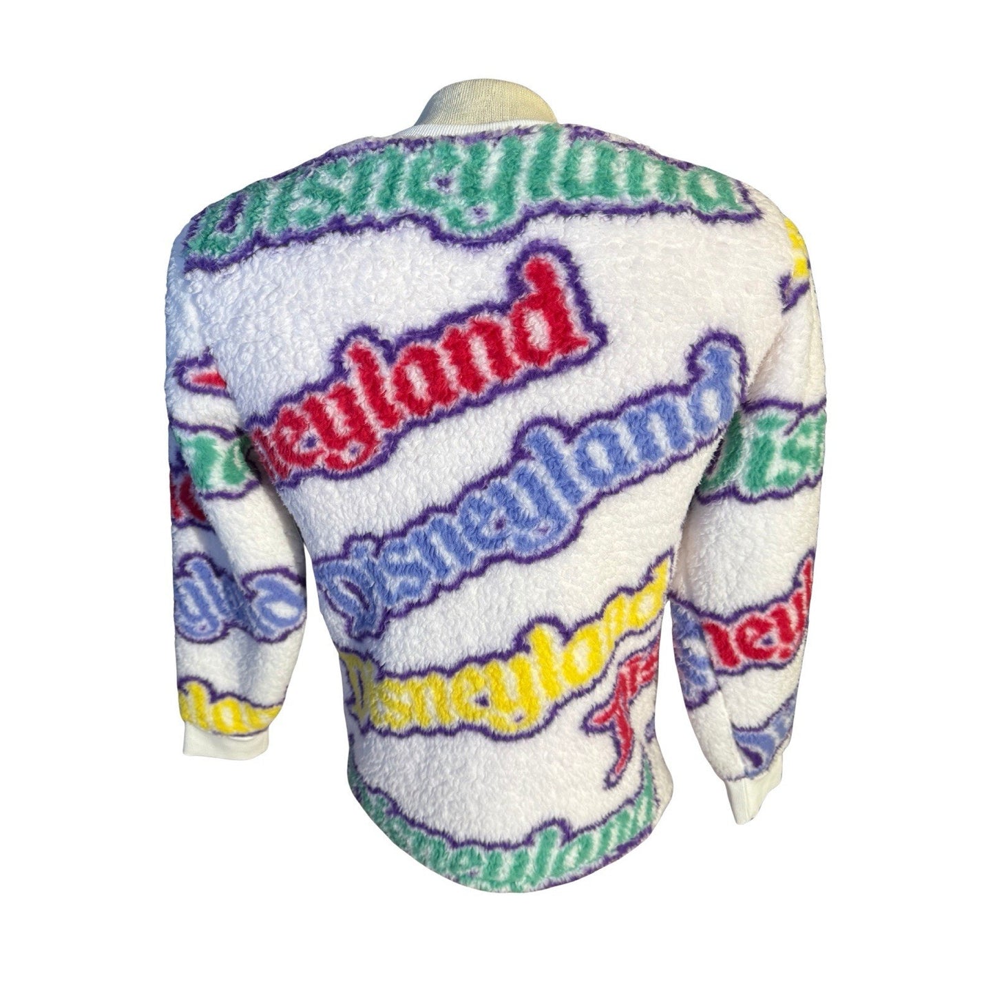 Disneyland Sherpa Fleece Sweatshirt Small Multicolor Logo Print Crewneck