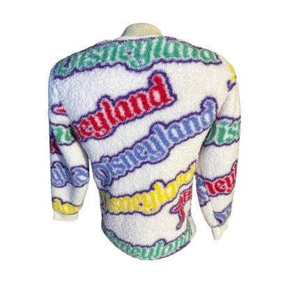 Disneyland Sherpa Fleece Sweatshirt Small Multicolor Logo Print Crewneck