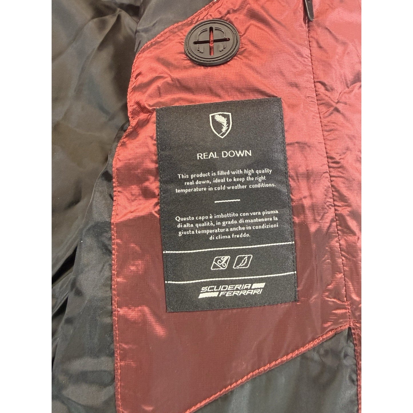 Ferrari Scuderia Real Down Puffer Jacket Red NWT Men’s Full Zip Medium