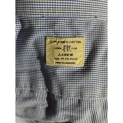 J.Crew Men Shirt M 15-15.5 Blue Gingham Button Down Long Sleeve 100% Cotton 269
