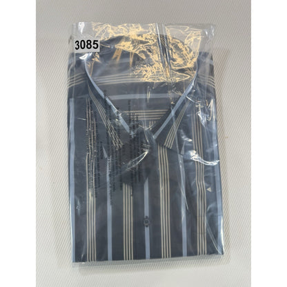 Ike Behar New York Dress Shirt 17 35 Charcoal Blue Stripe Cotton NWT