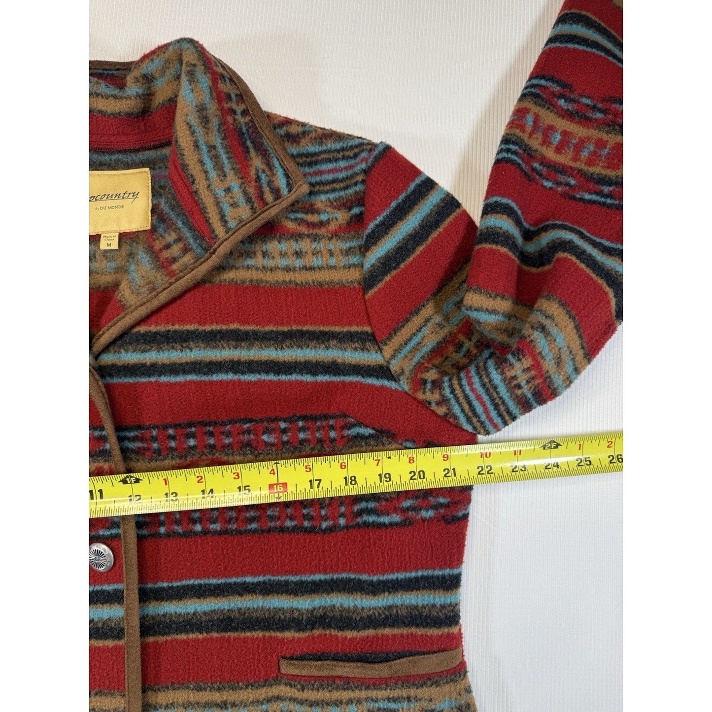 Upcountry Du Monde Southwestern Aztec Fleece Jacket Womens M Button Front