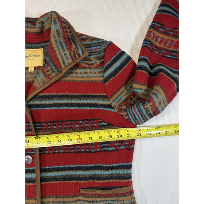 Upcountry Du Monde Southwestern Aztec Fleece Jacket Womens M Button Front