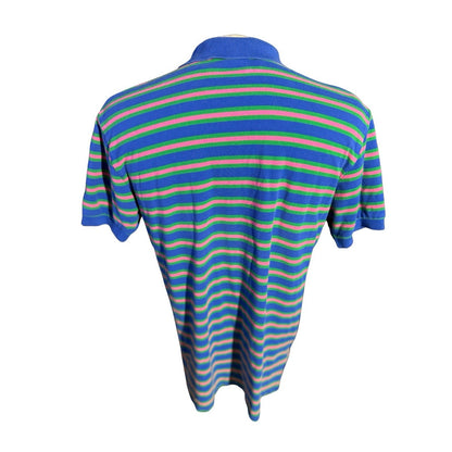 Vintage Polo Ralph Lauren Striped Polo Shirt Blue Green Pink Men’s L USA Made