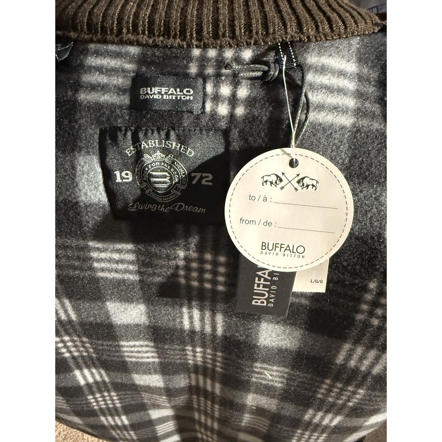 Buffalo David Bitton Men’s Knit Sweater Jacket L Brown Full Zip Faux Suede