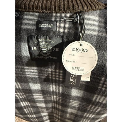 Buffalo David Bitton Men’s Knit Sweater Jacket L Brown Full Zip Faux Suede