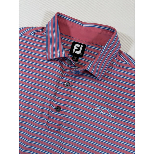 FootJoy FJ Golf Polo Shirt Mens Large Pink Blue Striped Performance