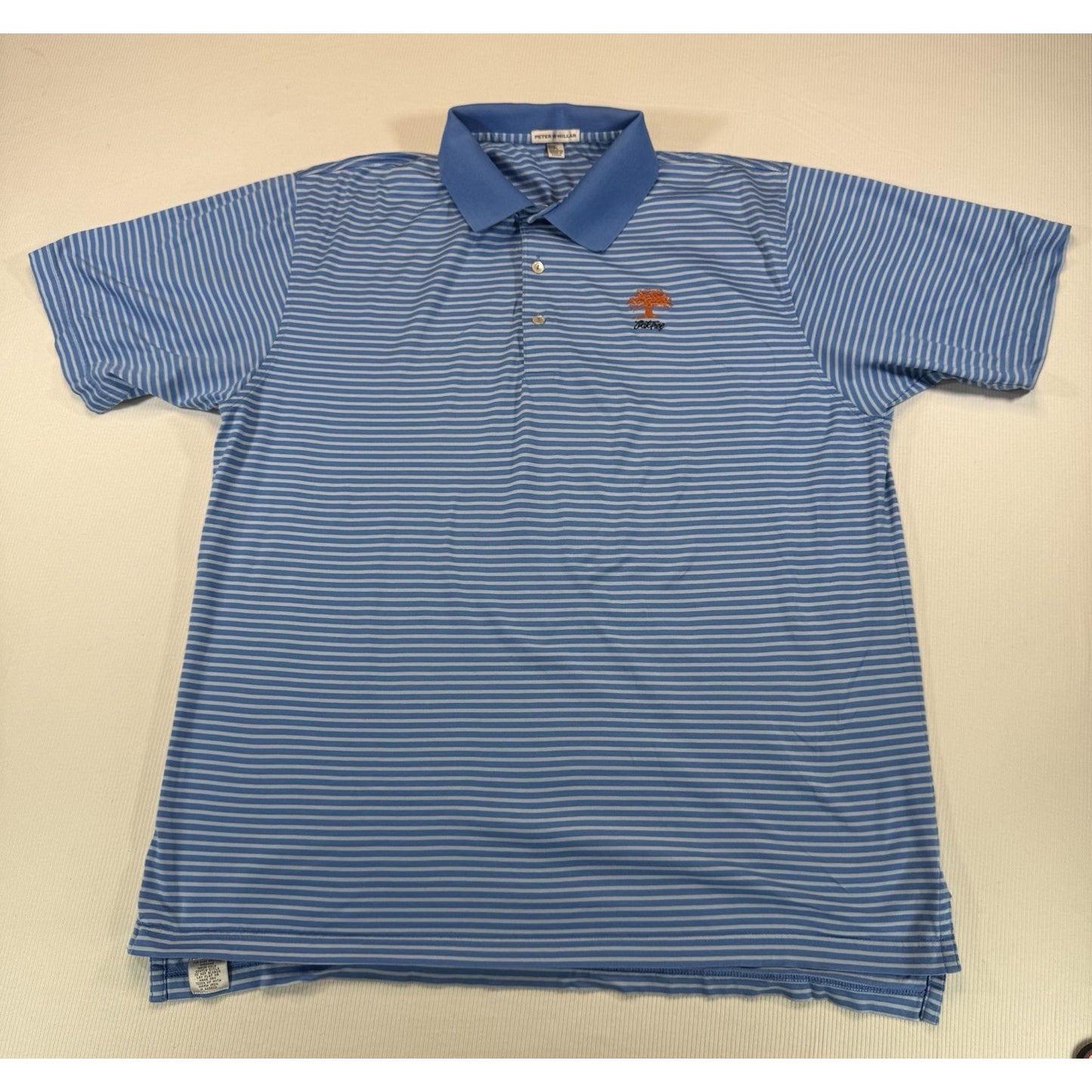 Peter Millar Oak Tree Golf Polo XL Blue Striped Cotton Korea