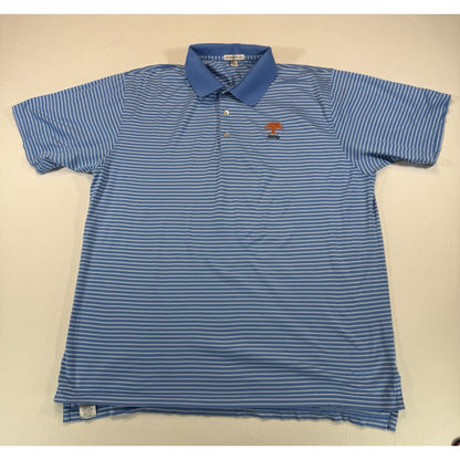 Peter Millar Oak Tree Golf Polo XL Blue Striped Cotton Korea