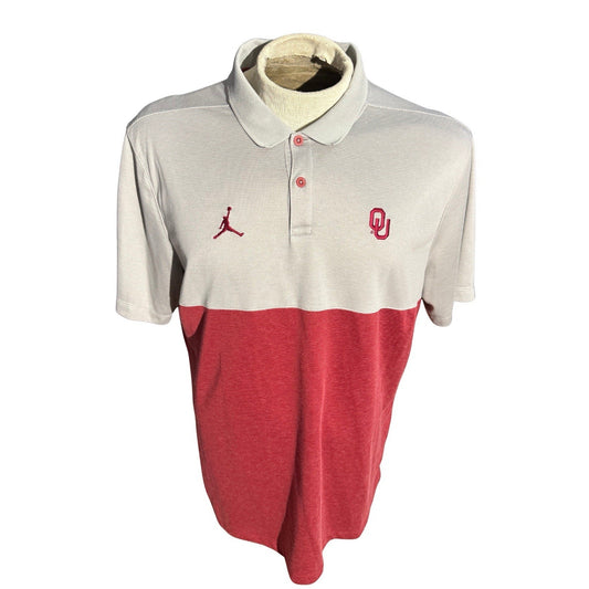 Jordan OU Sooners On-Field Polo Shirt Gray Red Colorblock Men’s XL NWT