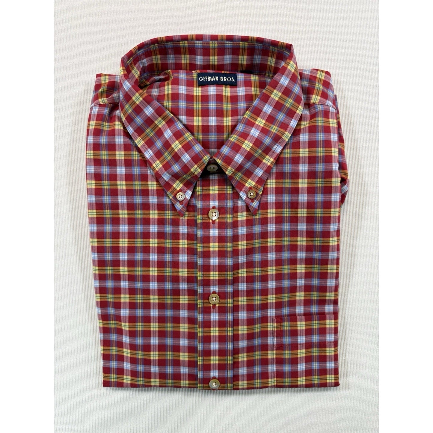 Vintage Gitman Bros Madras Plaid Button Down Shirt XL Made in USA NWT