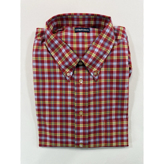 Vintage Gitman Bros Madras Plaid Button Down Shirt XL Made in USA NWT