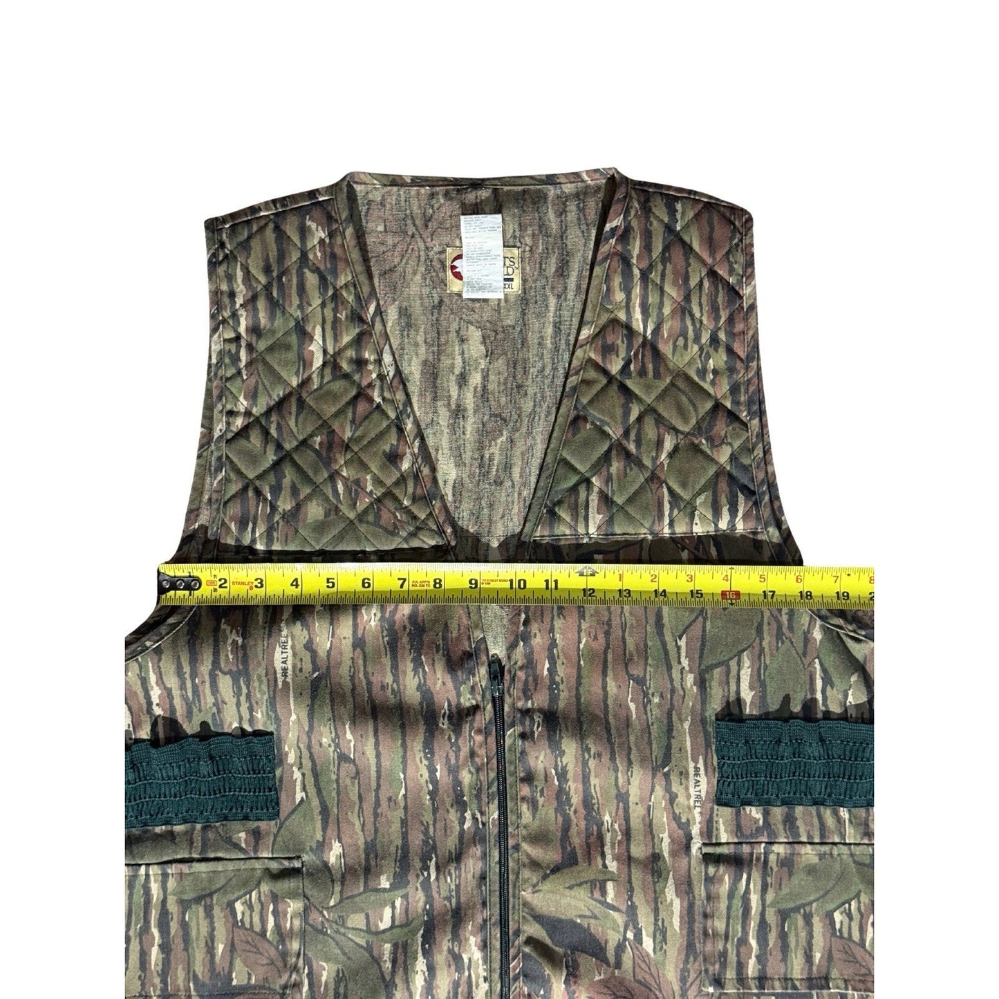 Vintage Sports Afield Woodland Camo Vest Hunting Quilted Men's XXL