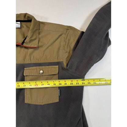 Columbia Men’s XL Fleece Jacket Brown Gray Full Zip Canvas Yoke Outdoor